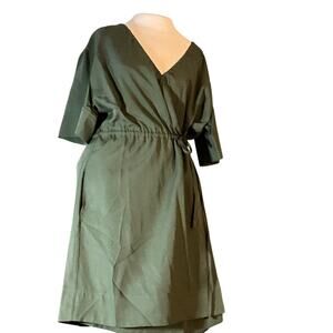 Sage Green Wrap Dress NWT S Scandinavian Minimalist Lyocell Linen Cottagecore